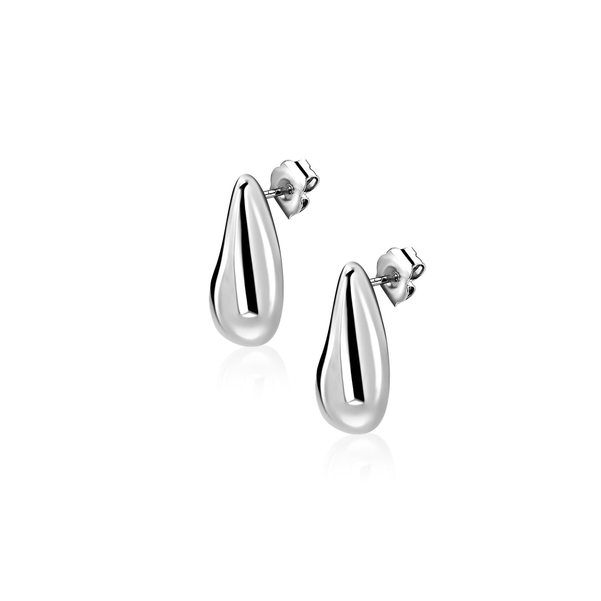 Orecchini in argento a forma di goccia con finitura lucida.