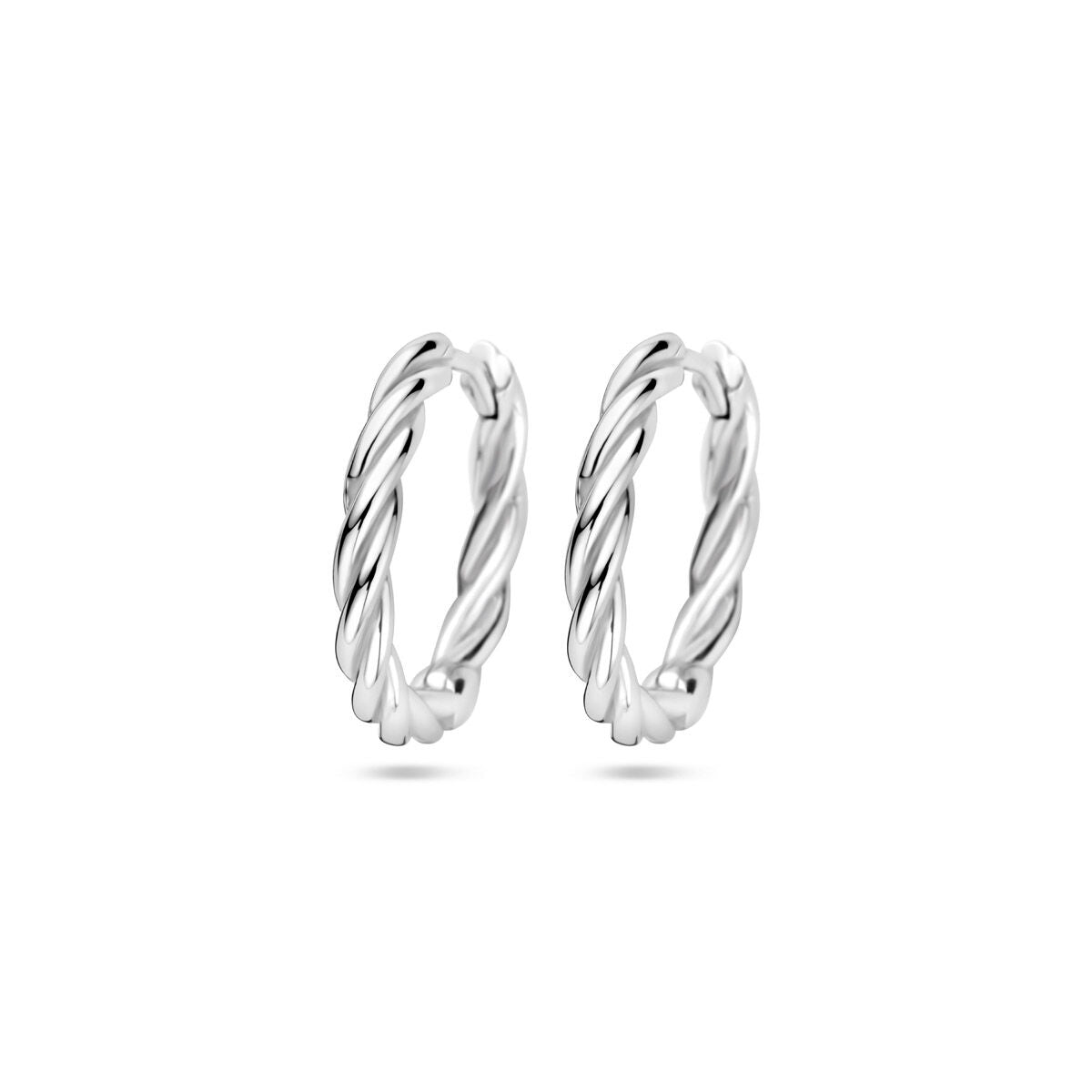 Orecchini alla creola in argento rodiato, con design a spirale di 2,5 mm.