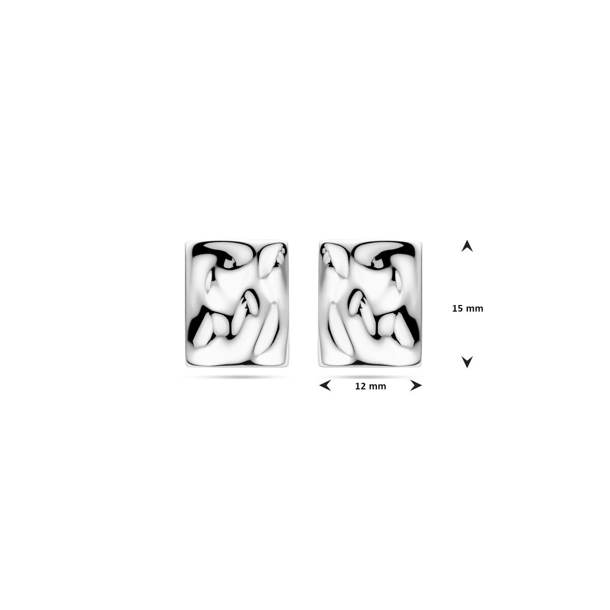 Orecchini a bottone martellati 15 mm argento rodiato
