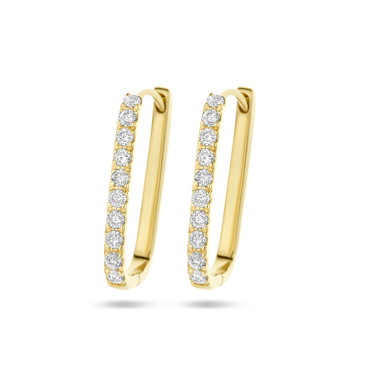 Orecchini alla creola in oro giallo 14K con diamanti da 0,22 ct (2x 0,11 ct) incastonati.