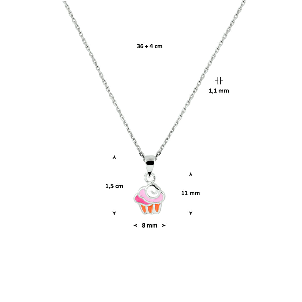 collana cupcake 36 + 4 cm argento rodiato