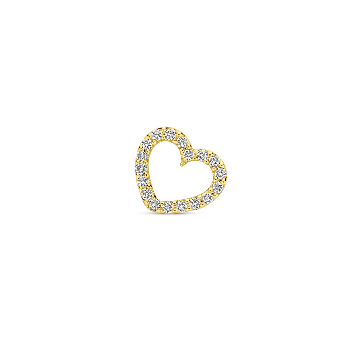 Ciondolo a forma di cuore in oro giallo 14K, decorato con diamanti da 0,05 ct.