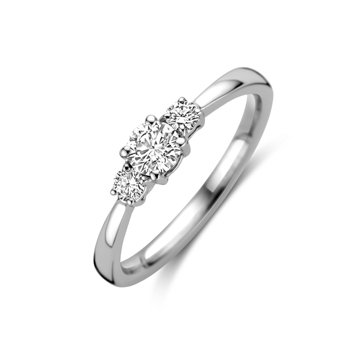 Anello trilogia in oro bianco 14K con diamanti lab grown da 0,46 ct.