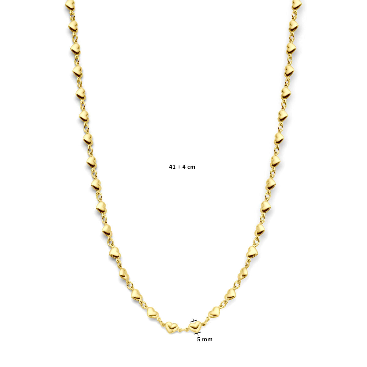 collana cuoricini 41 + 4 cm 3 micron argento placcato oro (giallo)