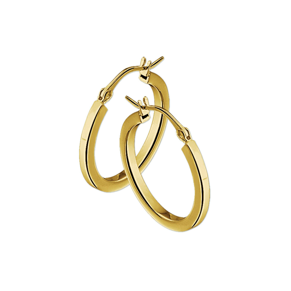 Orecchini alla creola in oro giallo 14K con forma quadrata e spessore di 2,5 mm.