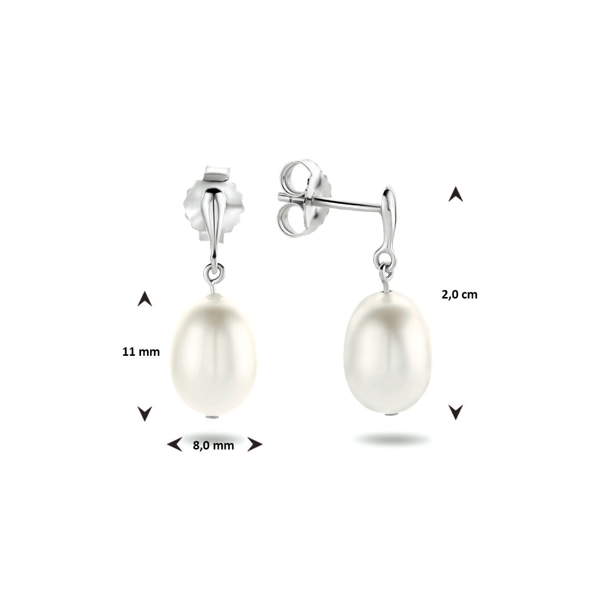 orecchini pendenti perla argento rodiato