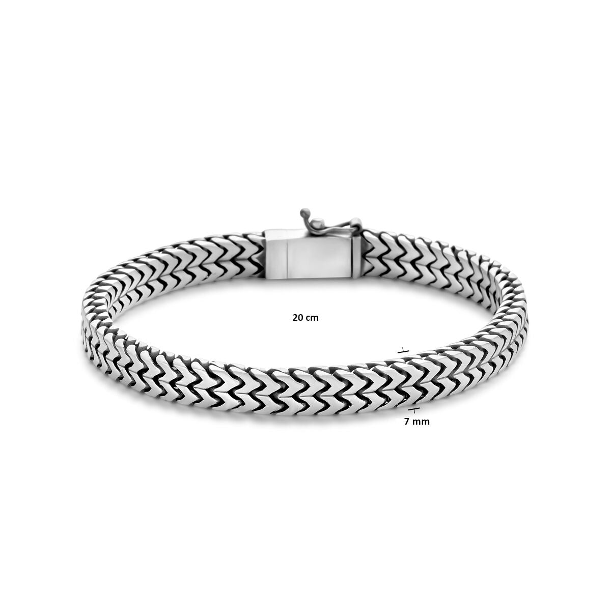 bracciale oxi coda di volpe 7,1 mm argento ossidato