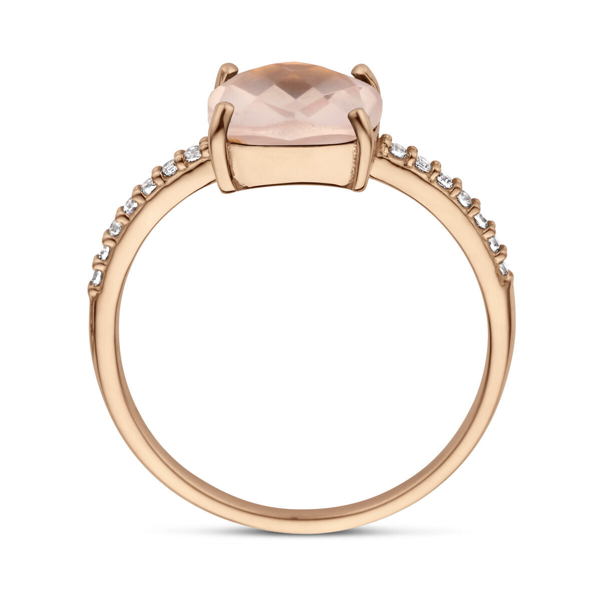 ring rozenkwarts en zirkonia 14K roségoud