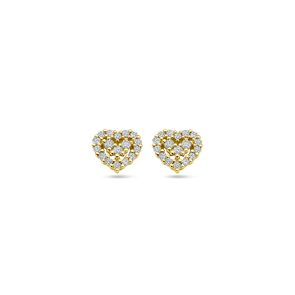 orecchini a bottone cuoricino diamante 0,16ct (2x 0,08ct) h si 14K oro giallo
