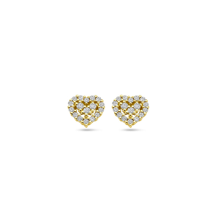 oorknoppen hartje diamant 0.16ct (2x 0.08ct) h si 14K geelgoud