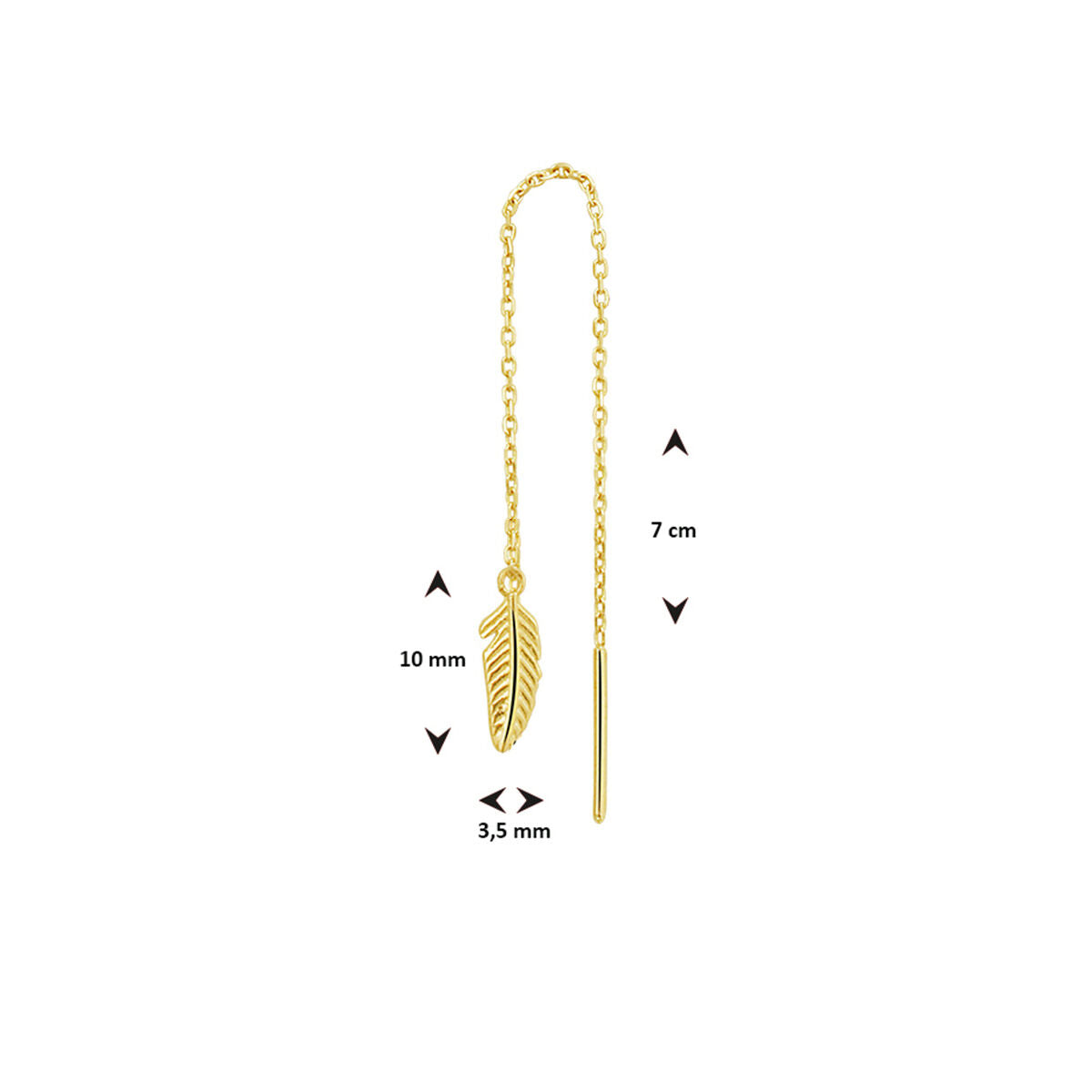 Orecchino a filo piuma al pezzo 14K oro giallo