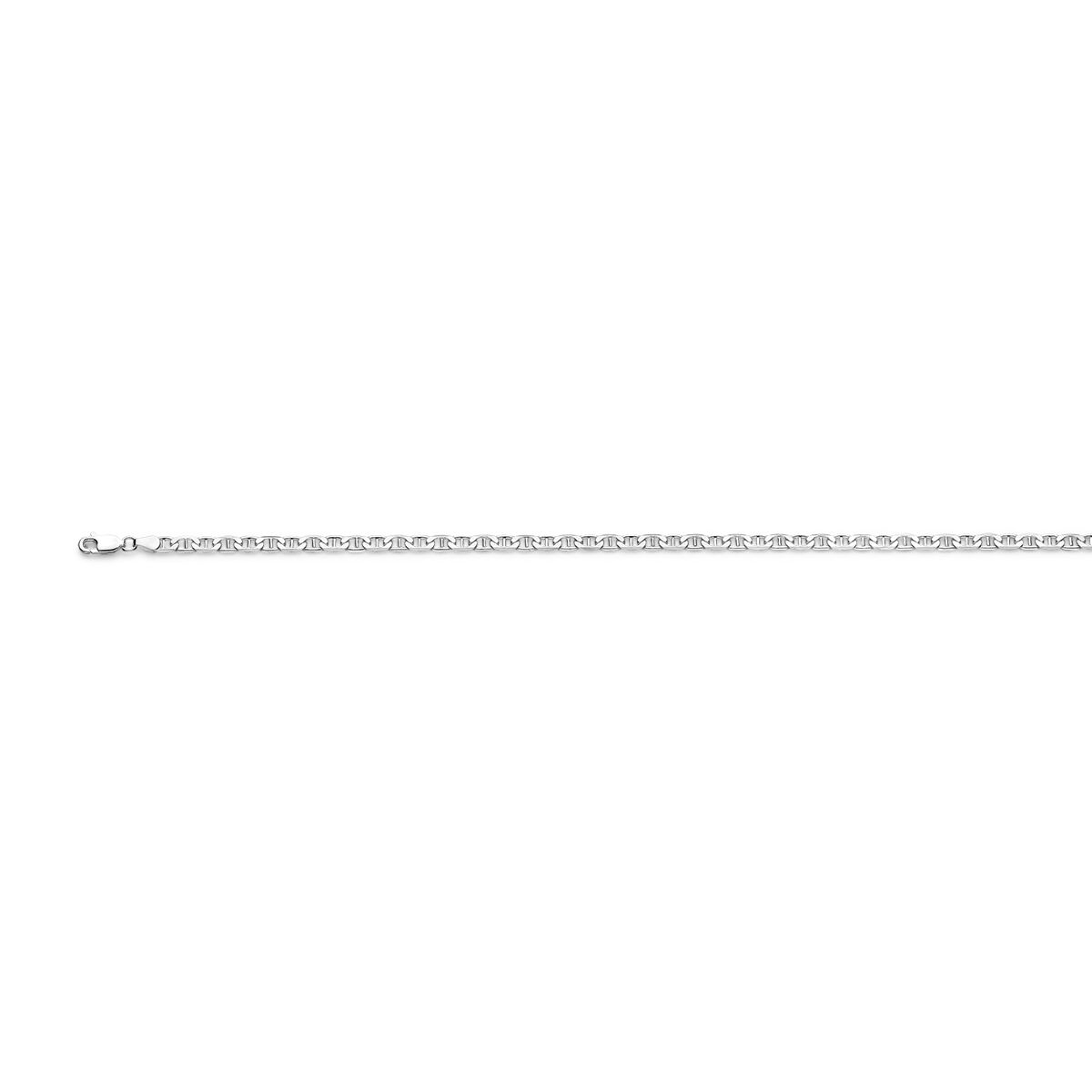 collana in argento bianco con maglia anker di 3,8 mm