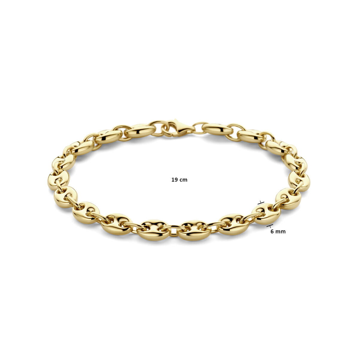 bracciale a chicco di caffè 6 mm 19 cm oro giallo 14K