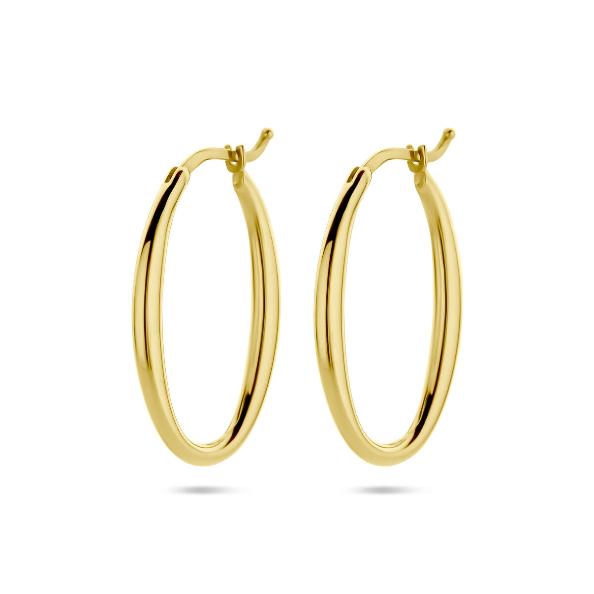 Orecchini ovali in oro giallo 14K con finitura lucida.
