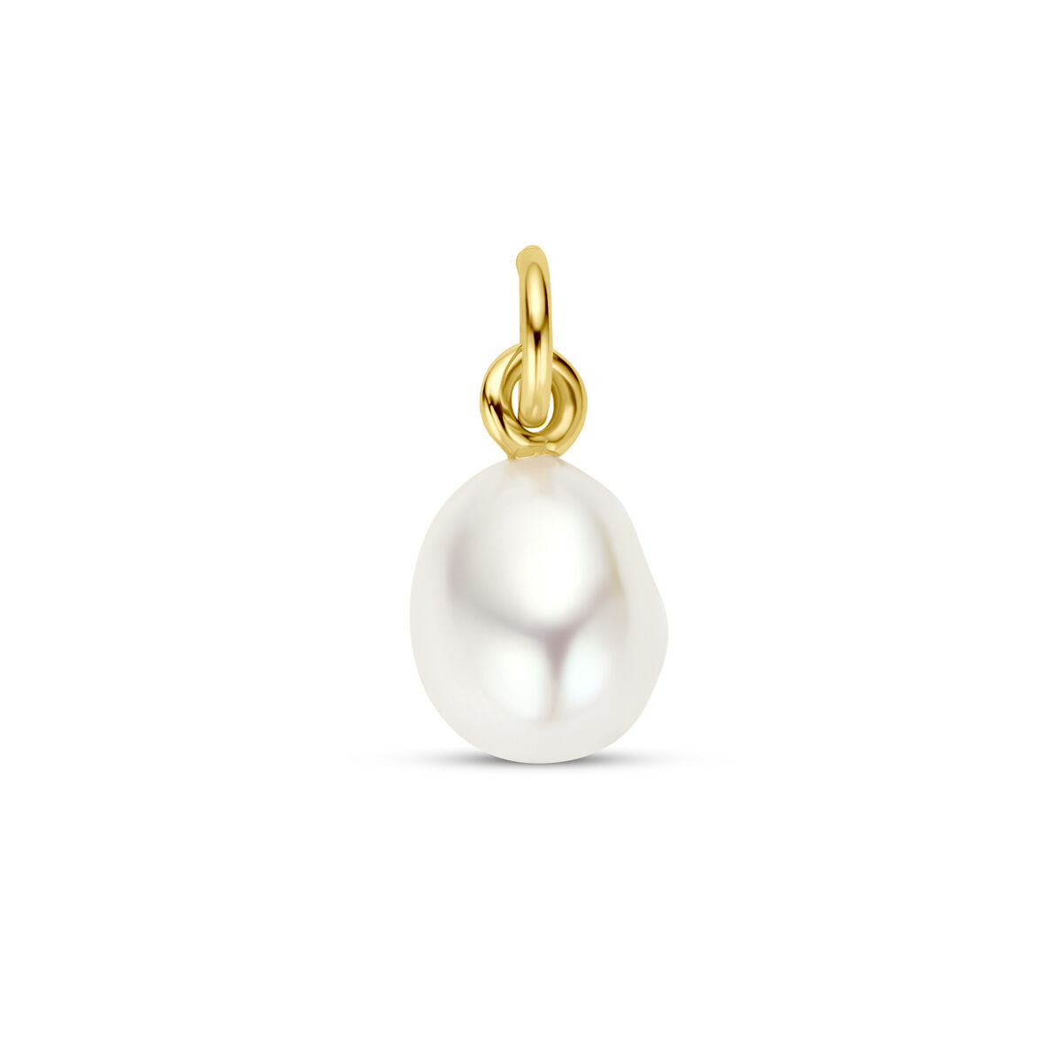 Ciondolo in argento dorato con perla bianca di 18,5 mm.