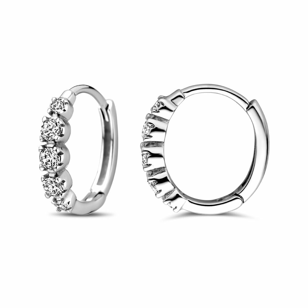 orecchini a cerchio zirconia 14 mm argento rodiato