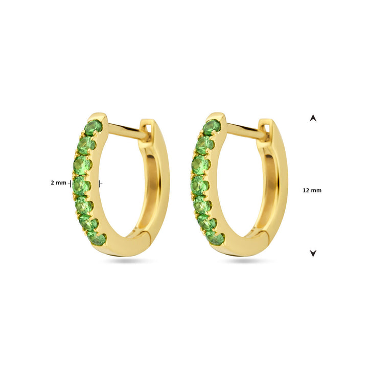 klapoorringen tsavoriet 12 mm 14K geelgoud