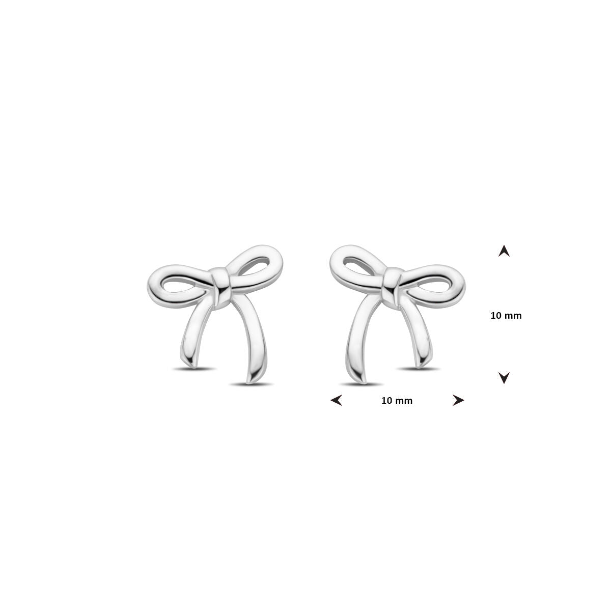 orecchini a bottone fiocco 10 mm argento rodiato