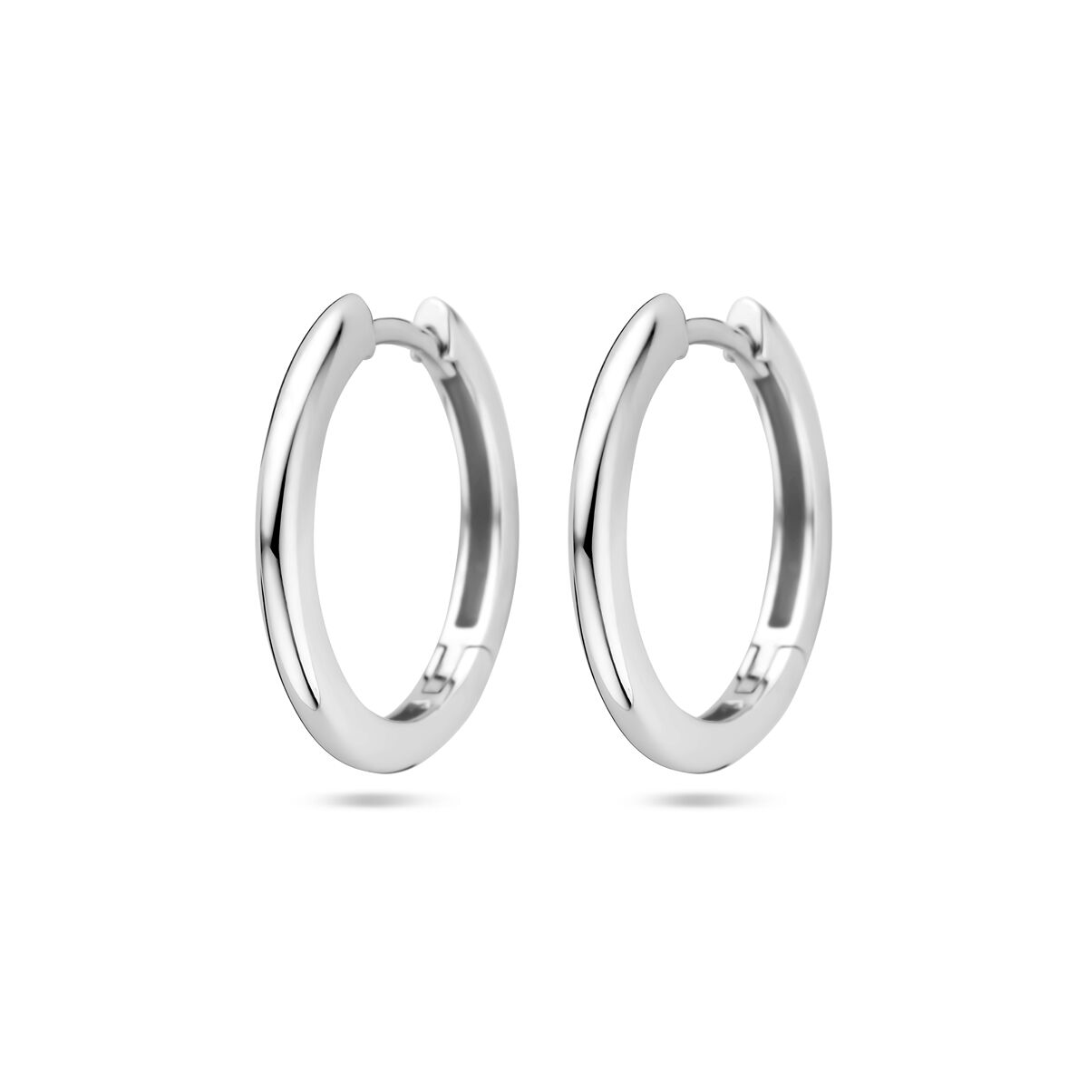 Orecchini alla creola in argento rodiato di 2,0 mm.