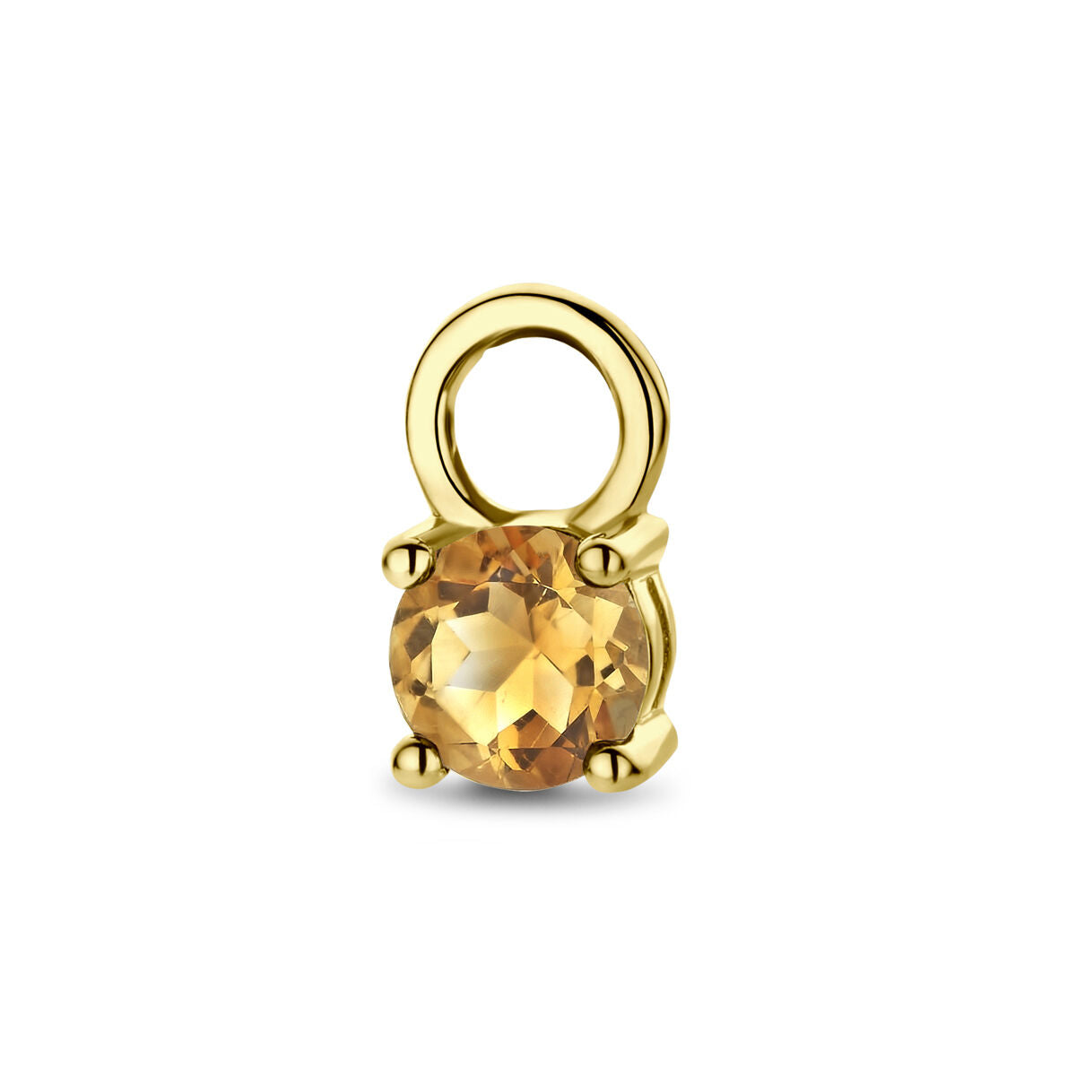 Ciondolo in oro giallo 14K con pietra di citrino sfaccettata.