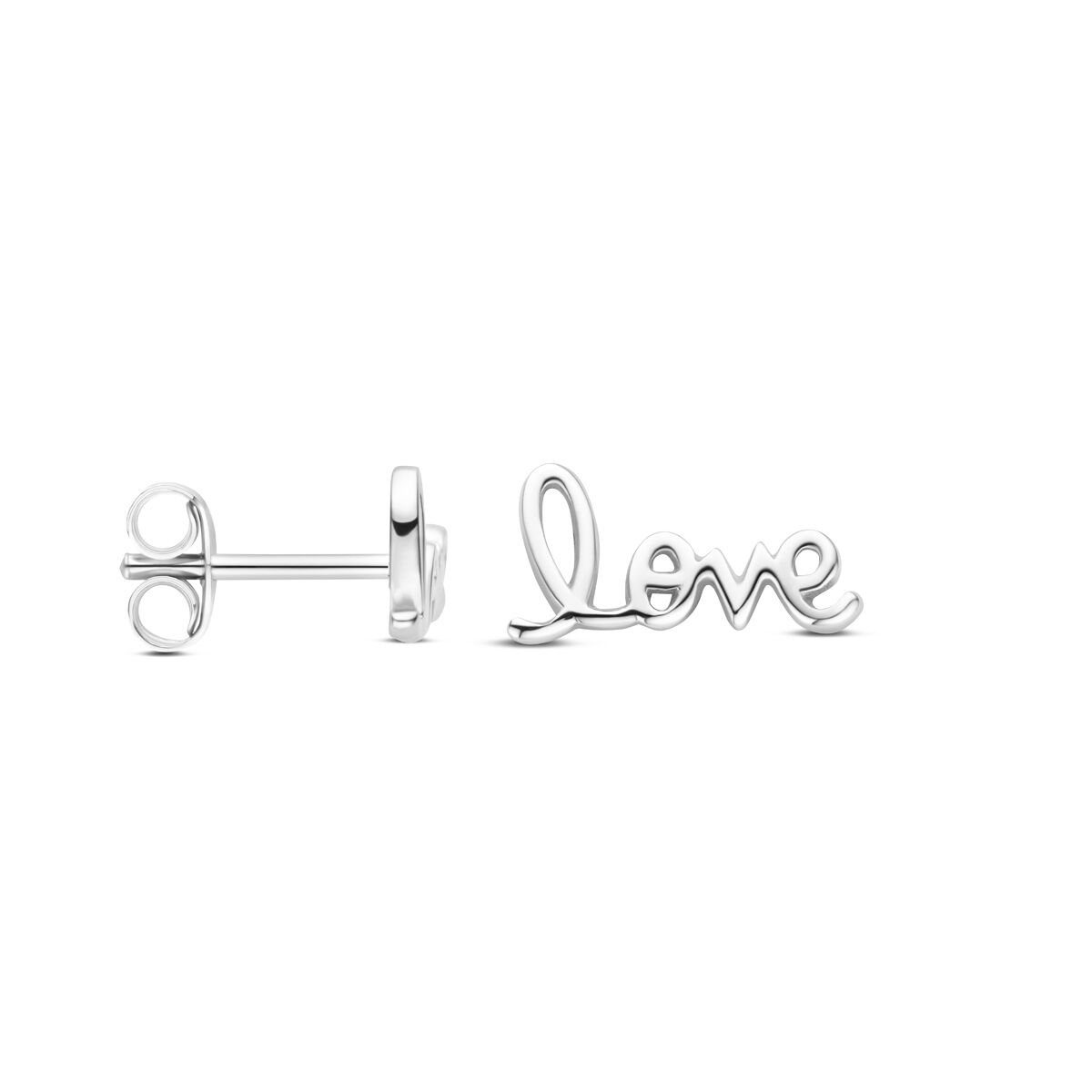 orecchini a bottone love 6 mm argento rodiato