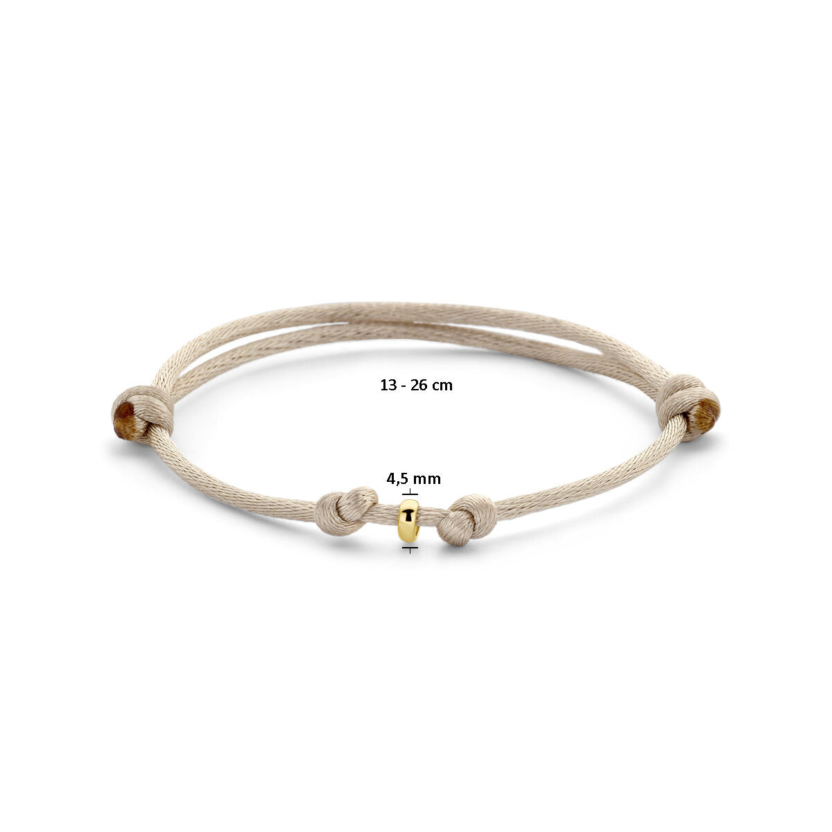 Bracciale in raso beige 13 - 26 cm oro 14K con gomma/nylon/pelle