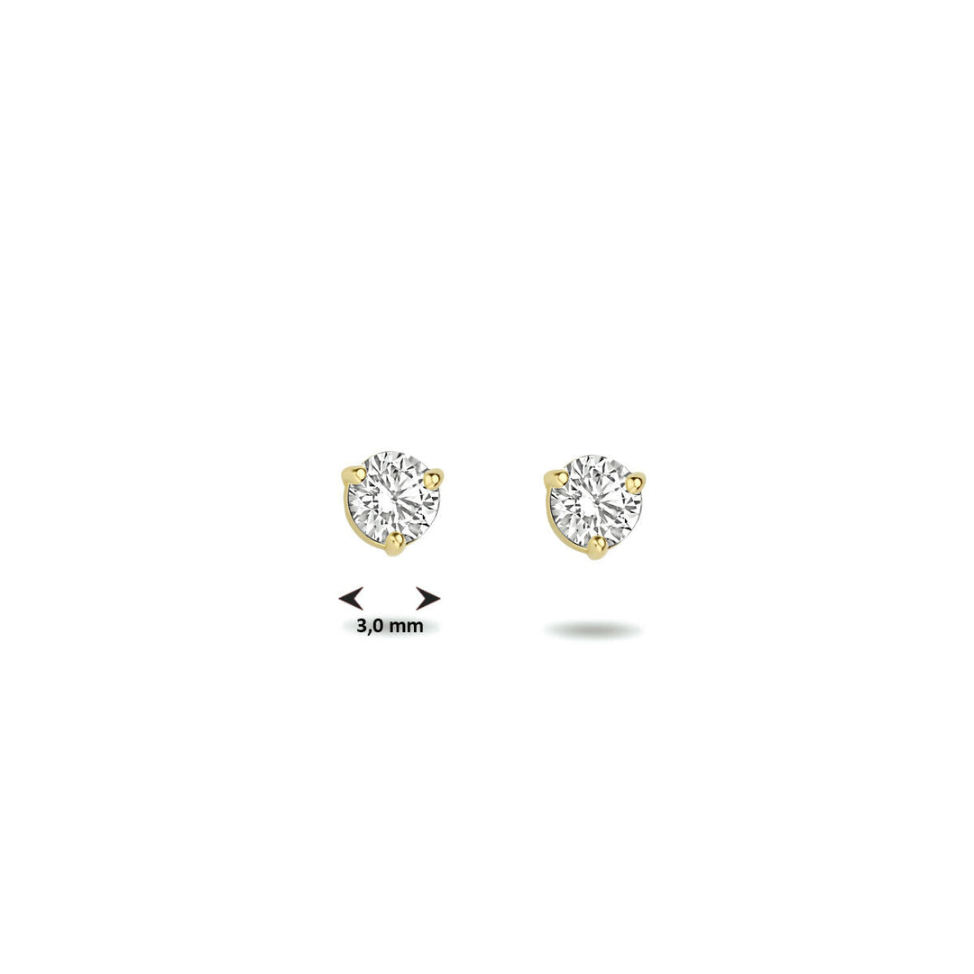 oorknoppen zirkonia 14K geelgoud
