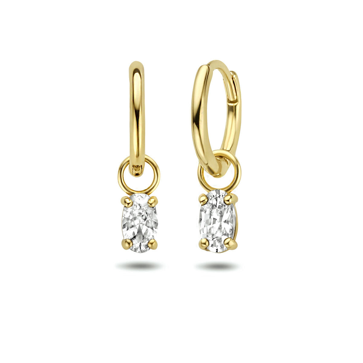 orecchini a cerchio con cerniera zirconia oro giallo 14K