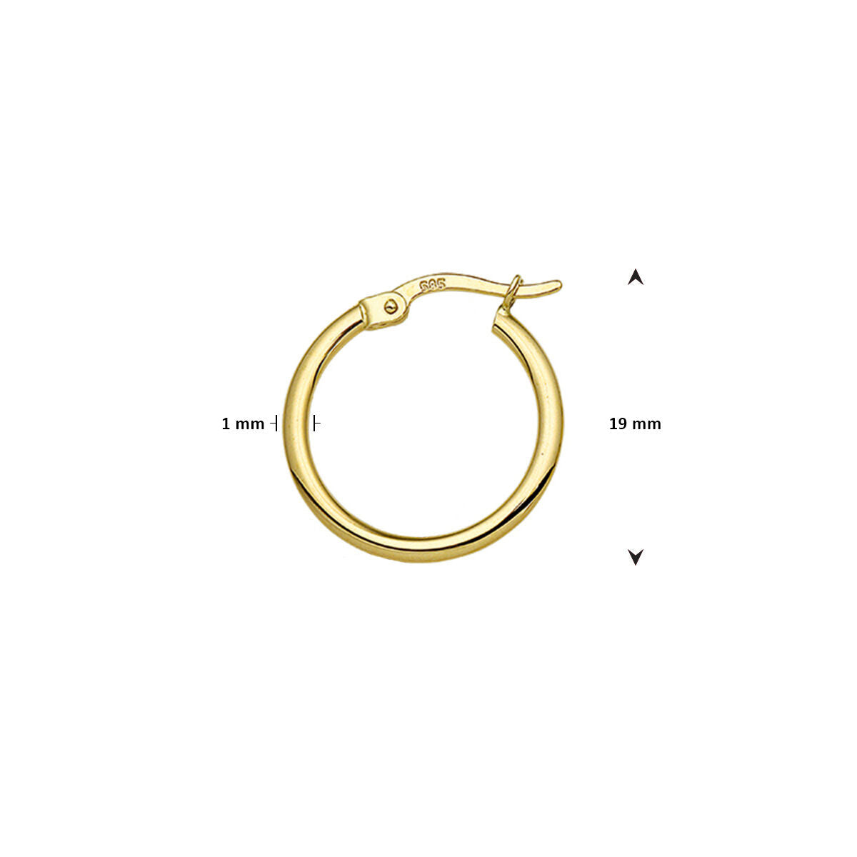 orecchino a cerchio 19 mm al pezzo oro giallo 14K