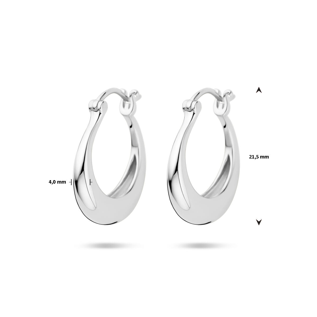 orecchini a cerchio tubo tondo 21,5 mm argento rodiato