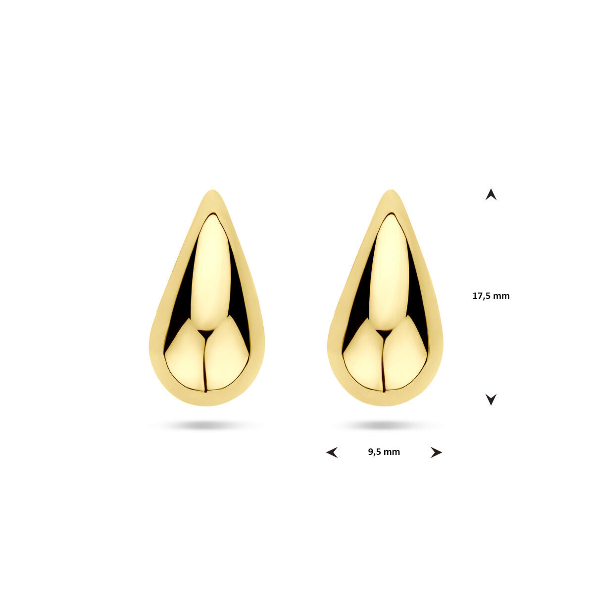 orecchini a bottone a goccia 17,5 mm oro giallo 14K