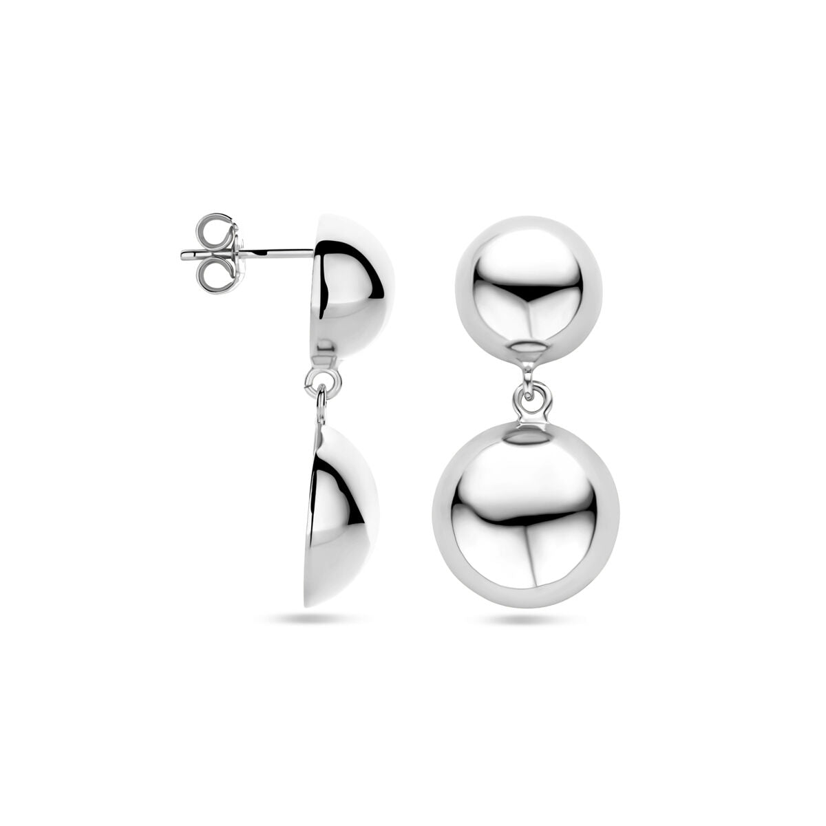orecchini pendenti semisfera 31 mm argento rodiato
