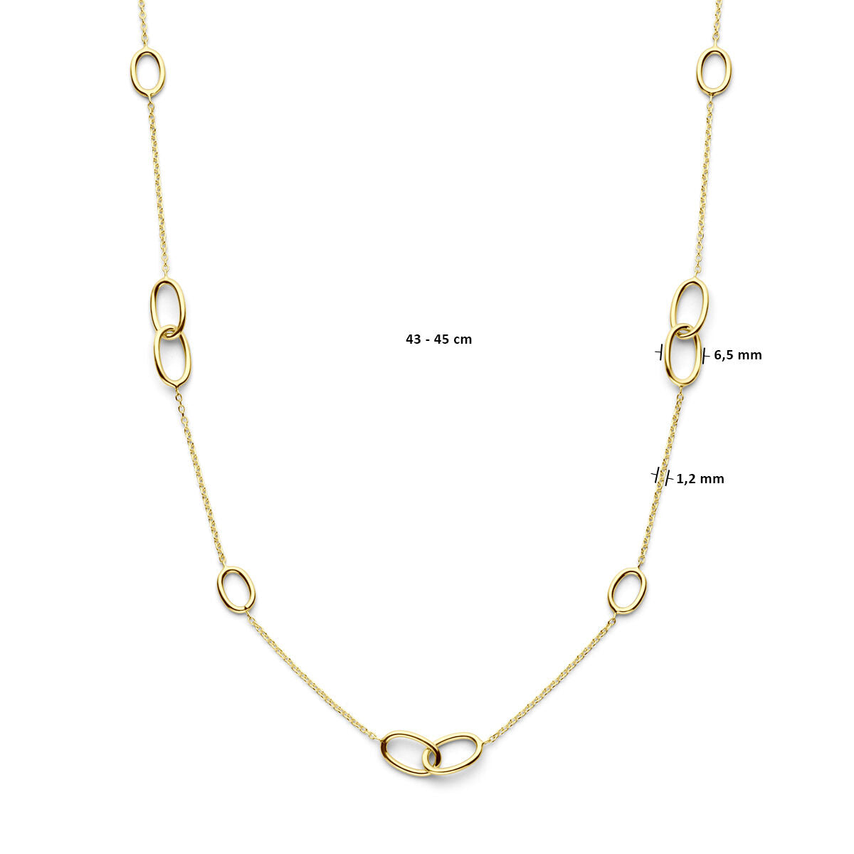 Collana ovali 43 - 45 cm oro giallo 14K