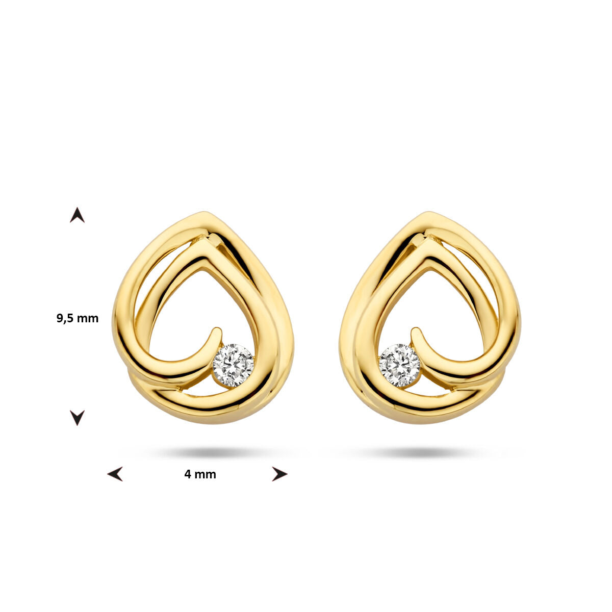 orecchini a bottone diamante 0.05ct (2x0.025ct) h si oro giallo 14K