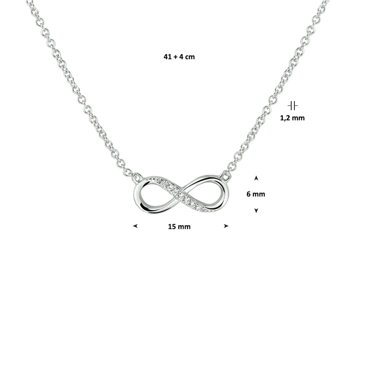 Collana da Donna in Argento Infinity Zirconia Rodiato