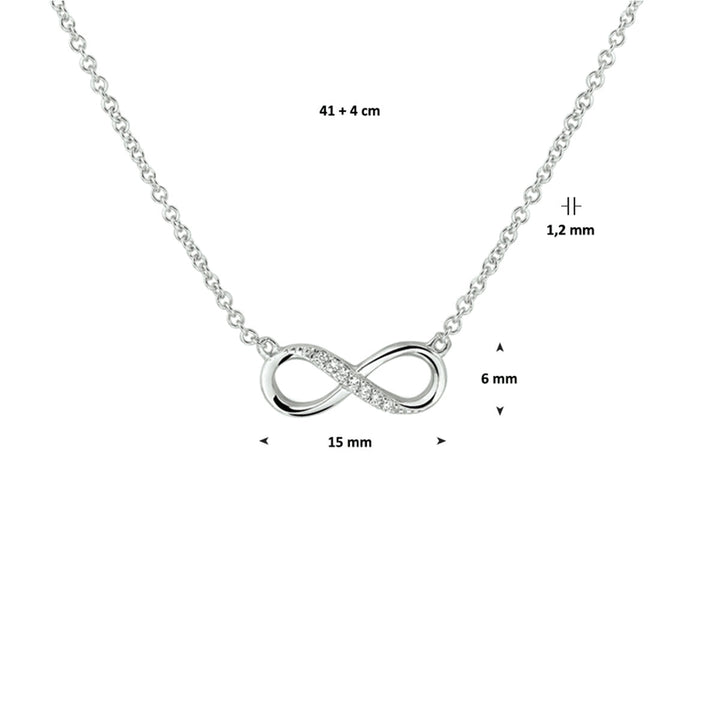Zilveren ketting dames infinity zirkonia gerhodineerd