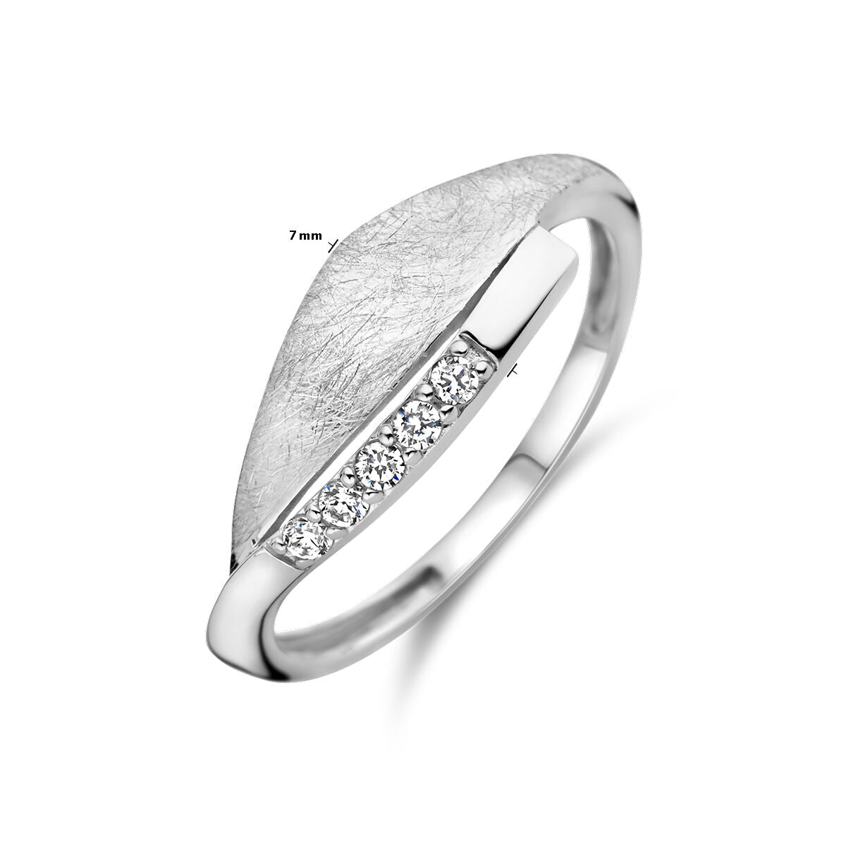 anello zirconia graffiato argento rodiato