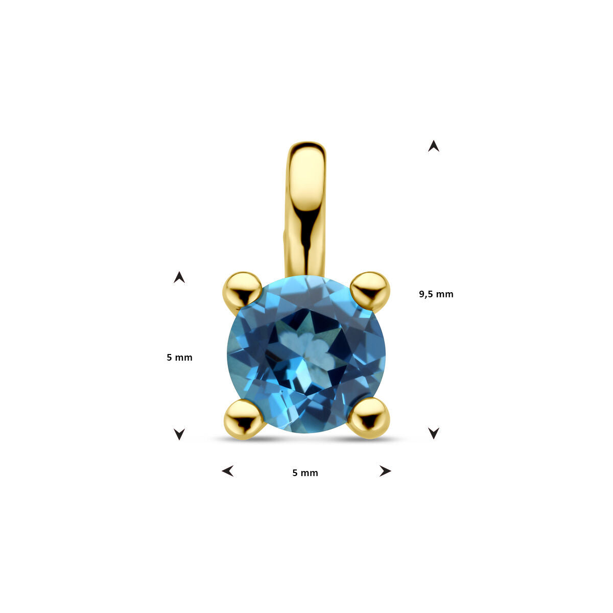 ciondolo topazio london blue oro giallo 14K
