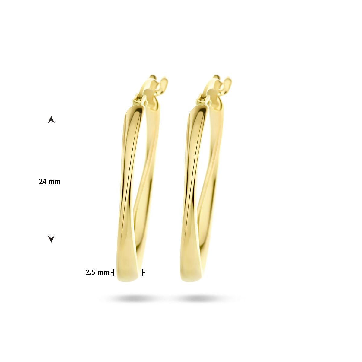 orecchini a cerchio ovale tubo ritorto oro giallo 14K
