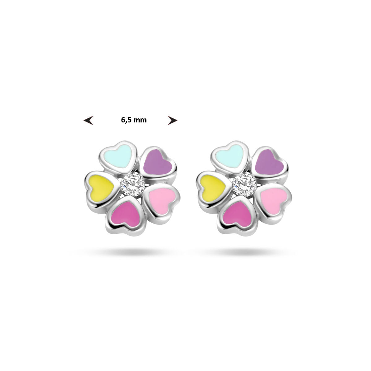 orecchini a bottone fiore zircone argento rodiato