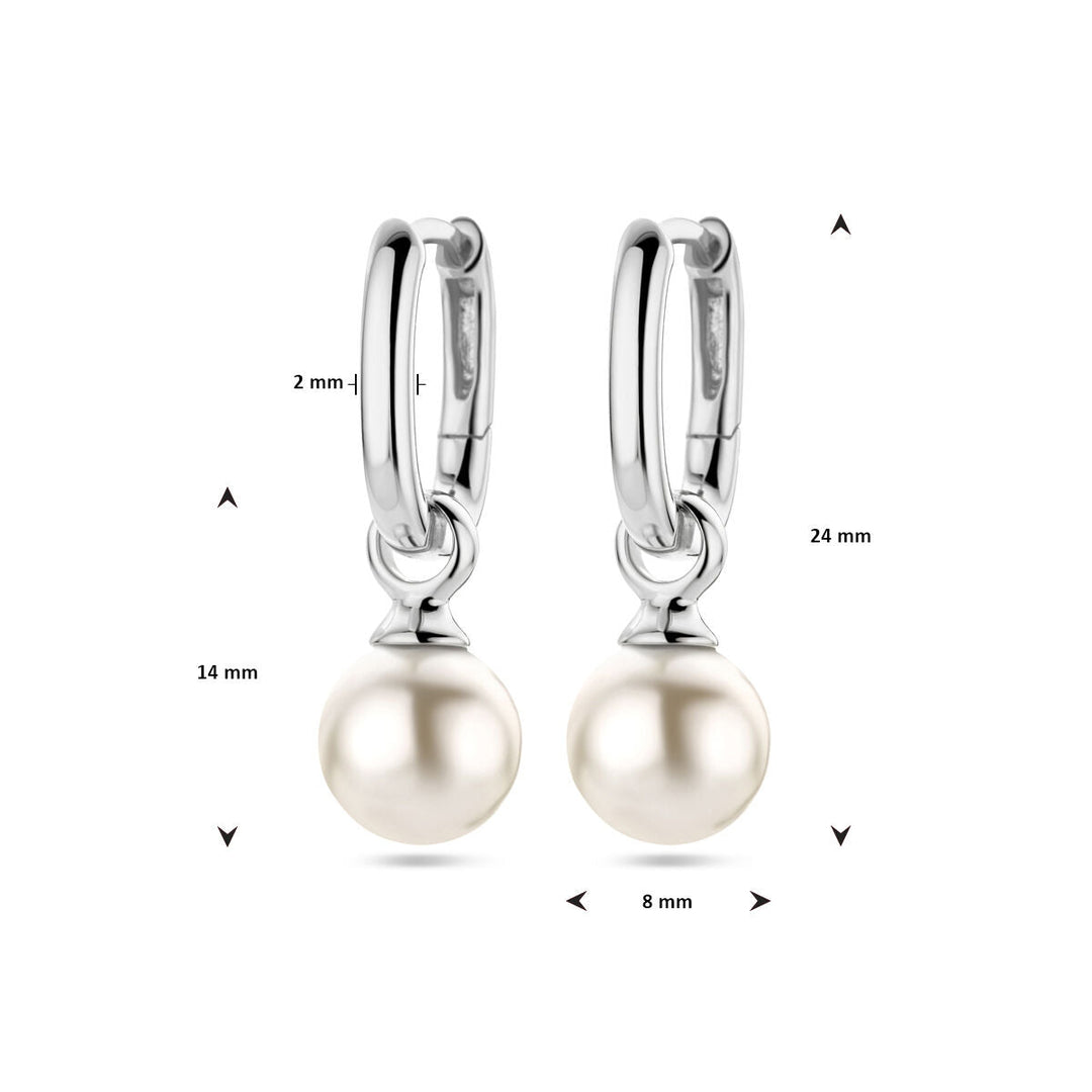 oorringen synth. parel zilver gerhodineerd