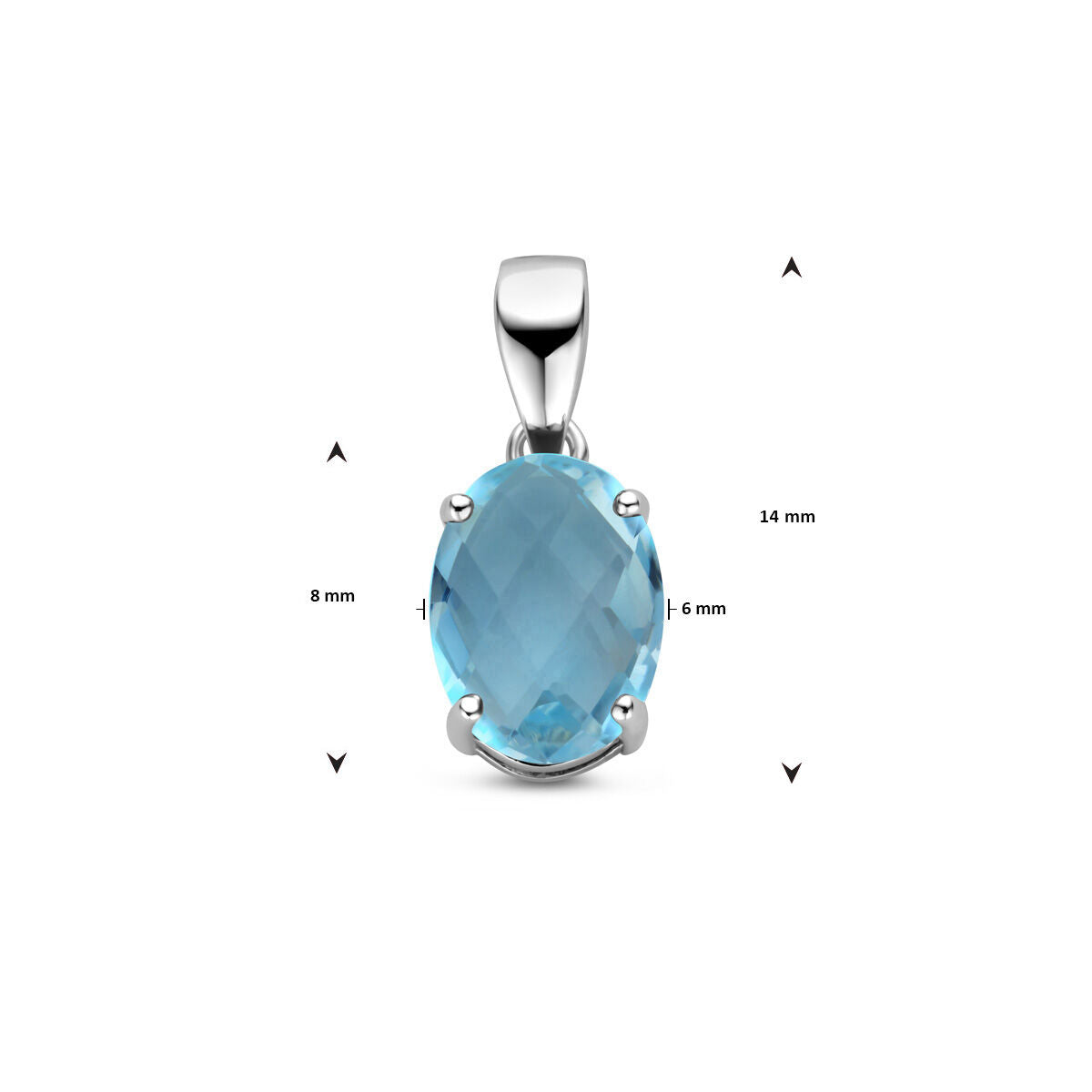 ciondolo topazio blu argento rodiato