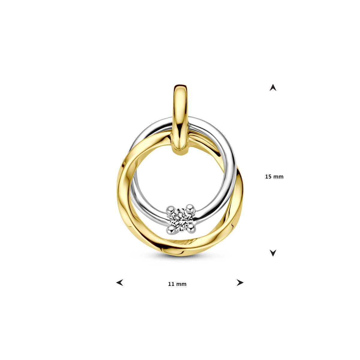 ciondolo diamante 0.03ct h si 14K oro bicolore giallo/bianco