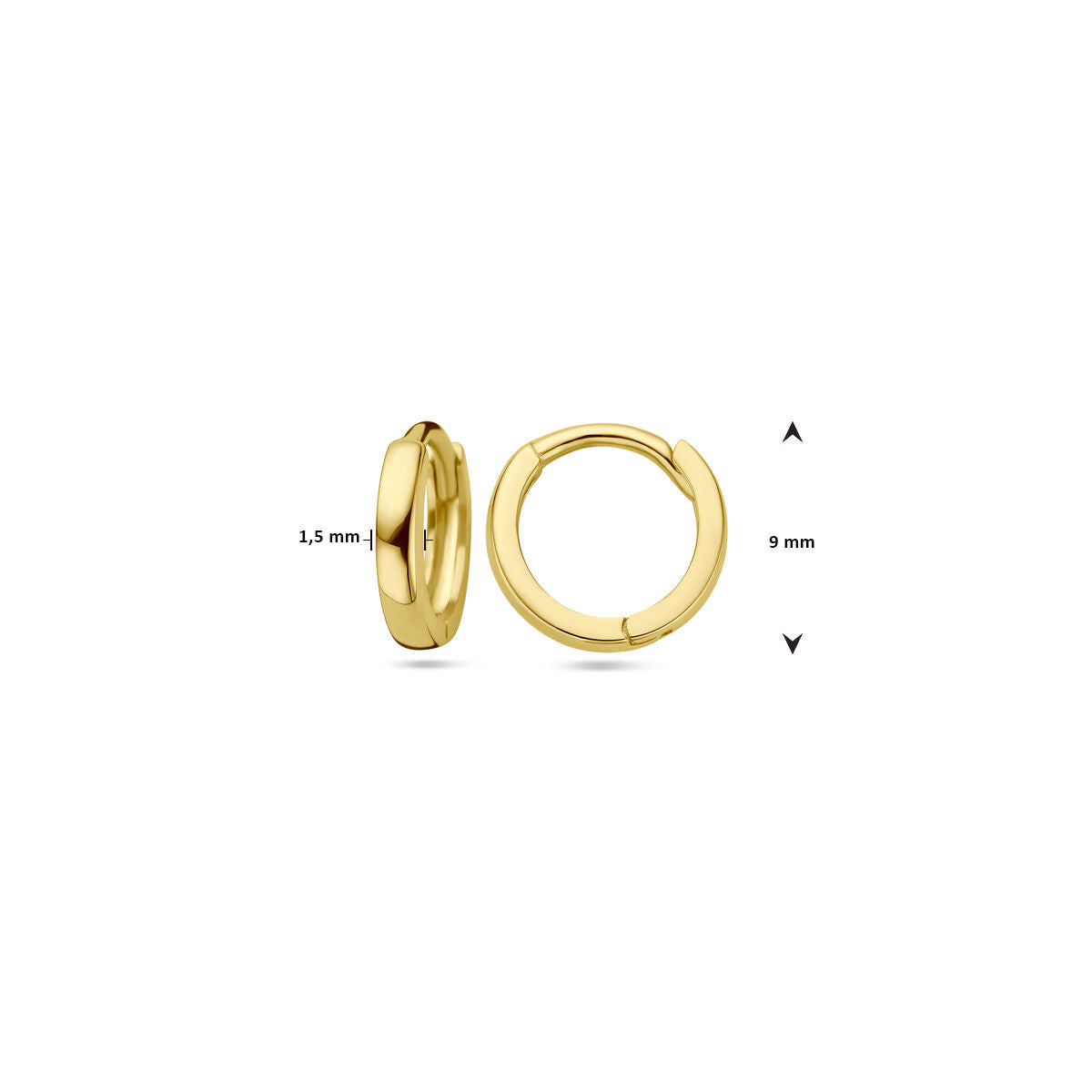 Orecchini a cerchio con chiusura a scatto in oro giallo 14K