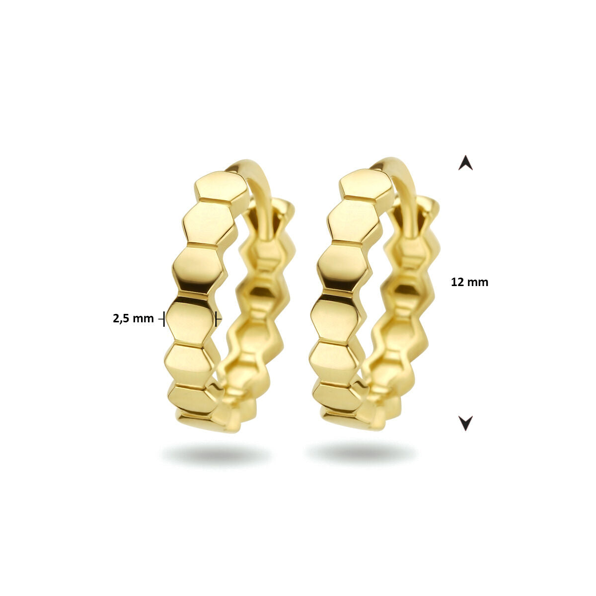 orecchini a cerchio esagonali oro giallo 14K