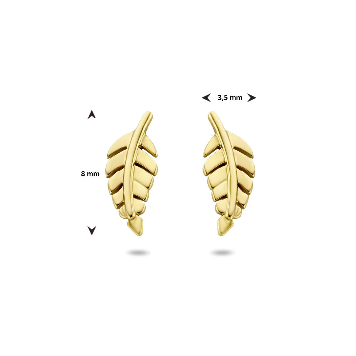 orecchini a bottoncino piuma oro giallo 14K