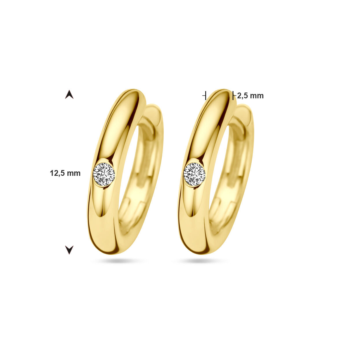 orecchini a cerchio pieghevole con diamante 0.04ct (2x 0.02ct) h si oro giallo 14K