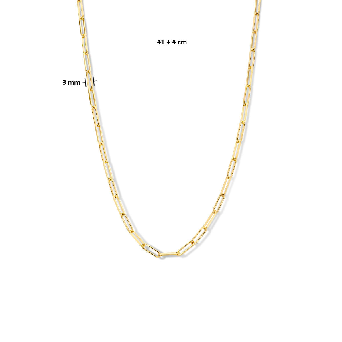 Collana in argento da donna paperclip a tubo quadrato micron argento dorato (giallo)