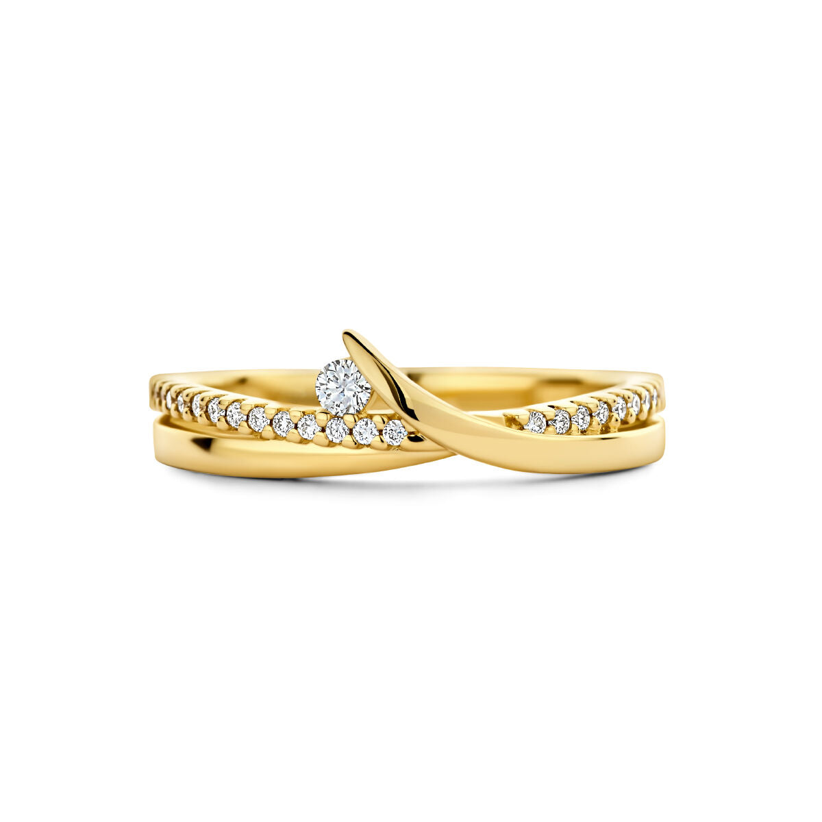 anello diamante 0.13ct h si oro giallo 14K