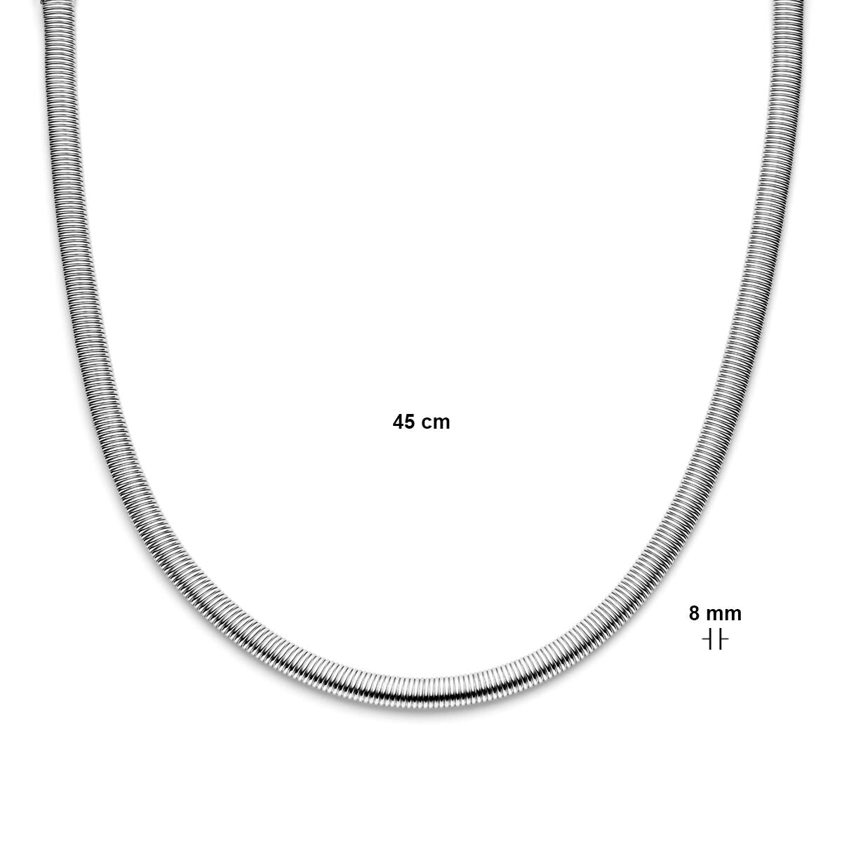 collana 8,0 mm 45 cm con grande chiusura a molla argento rodiato